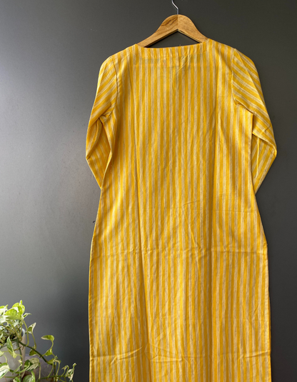 Yellow South Cotton Slit Neck Kurti