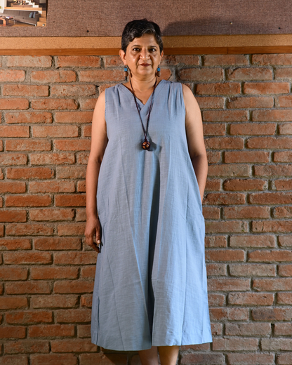 "IRA"Light Blue A-LINE DRESS