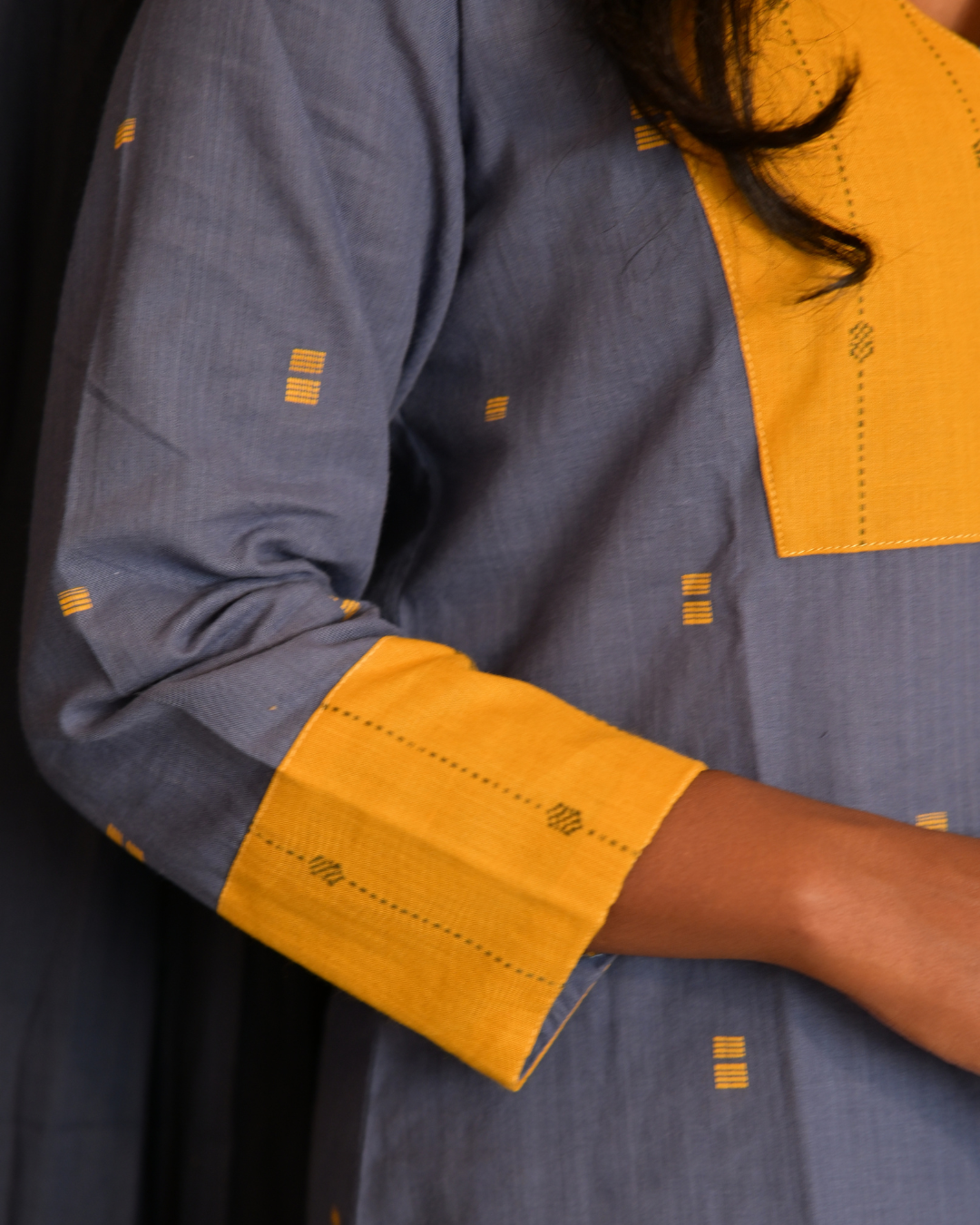 "ROZ" Blue South Cotton Kurti with Straight Pant