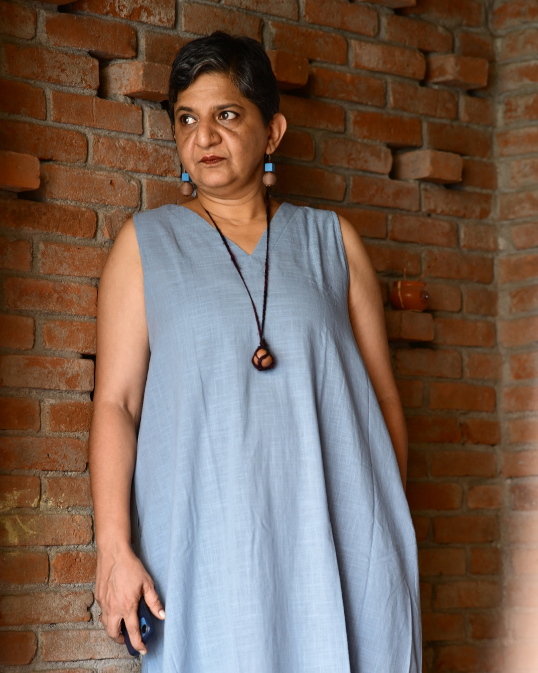 "IRA"Light Blue A-LINE DRESS