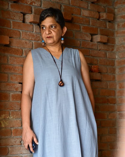 "IRA"Light Blue A-LINE DRESS
