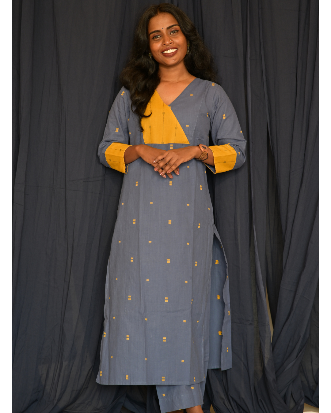 "ROZ" Blue South Cotton Kurti with Straight Pant