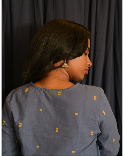 "ROZ" Blue South Cotton Kurti with Straight Pant