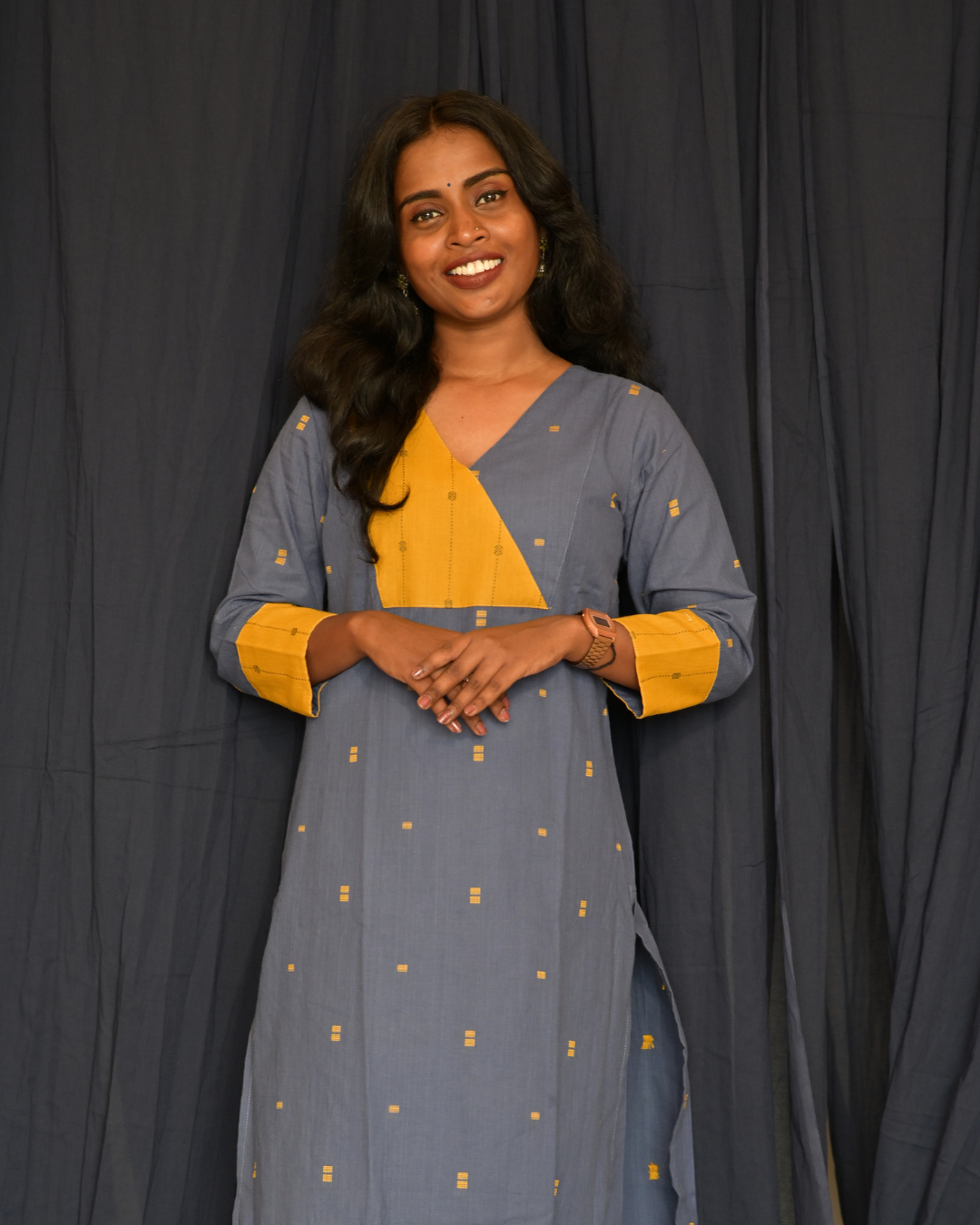 "ROZ" Blue South Cotton Kurti with Straight Pant