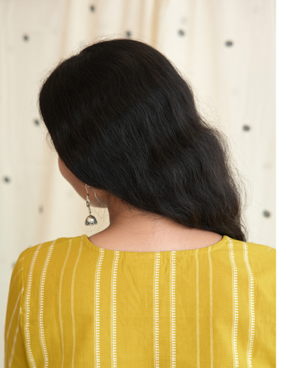 ROOH - YELLOW SOUTH COTTON  CURVD -V NECK KURTI