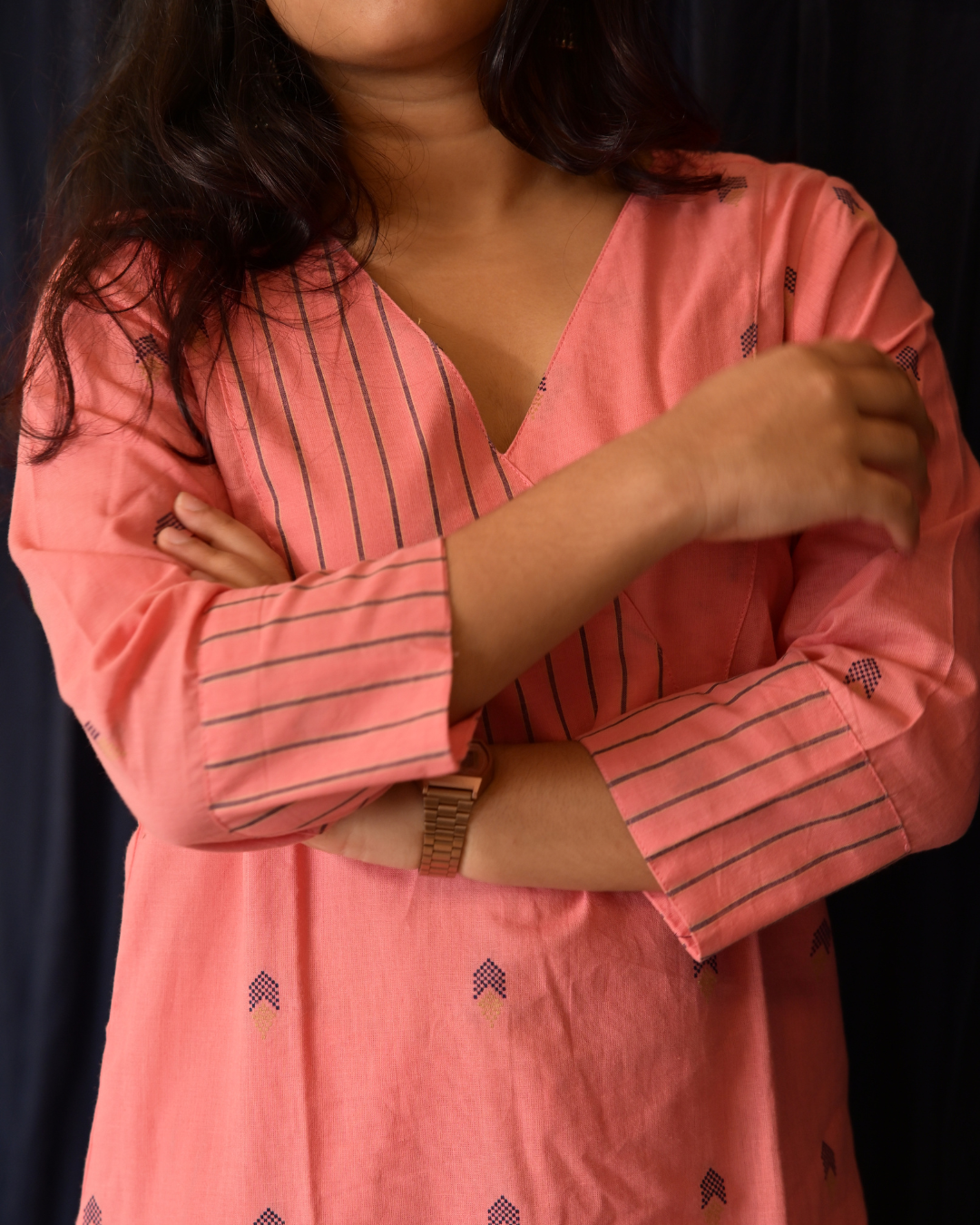 "ROZ" Peach South Cotton Kurti and pant