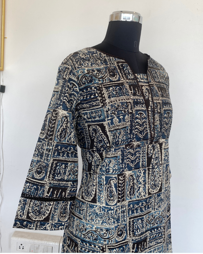 "CHAMPA" Kalamkari Hand Block Printed Lace Kurti
