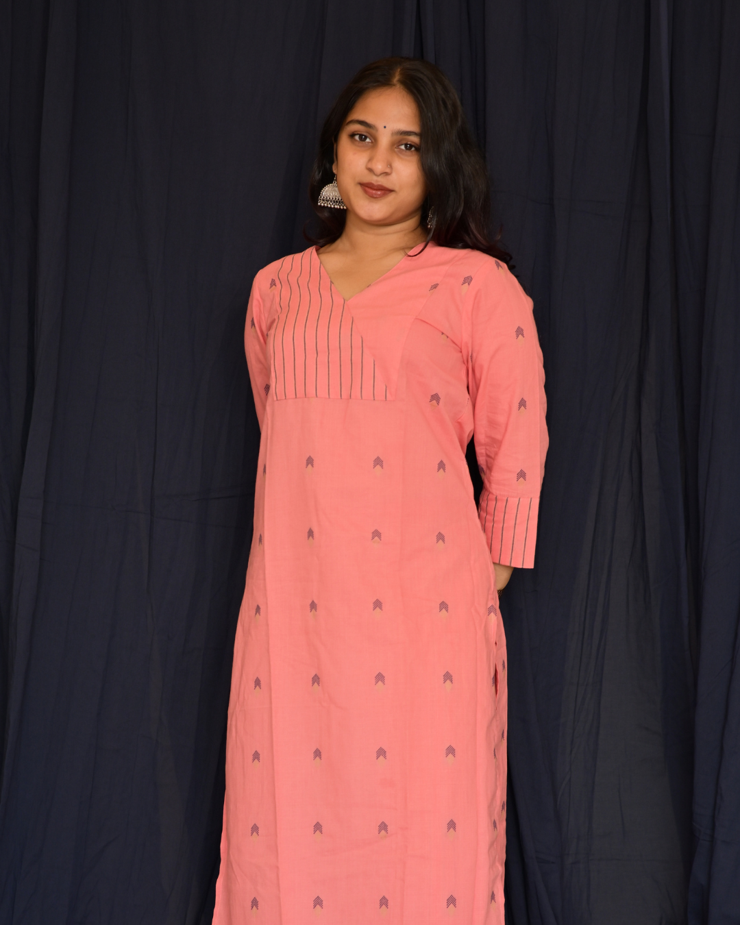"ROZ" Peach South Cotton Kurti and pant