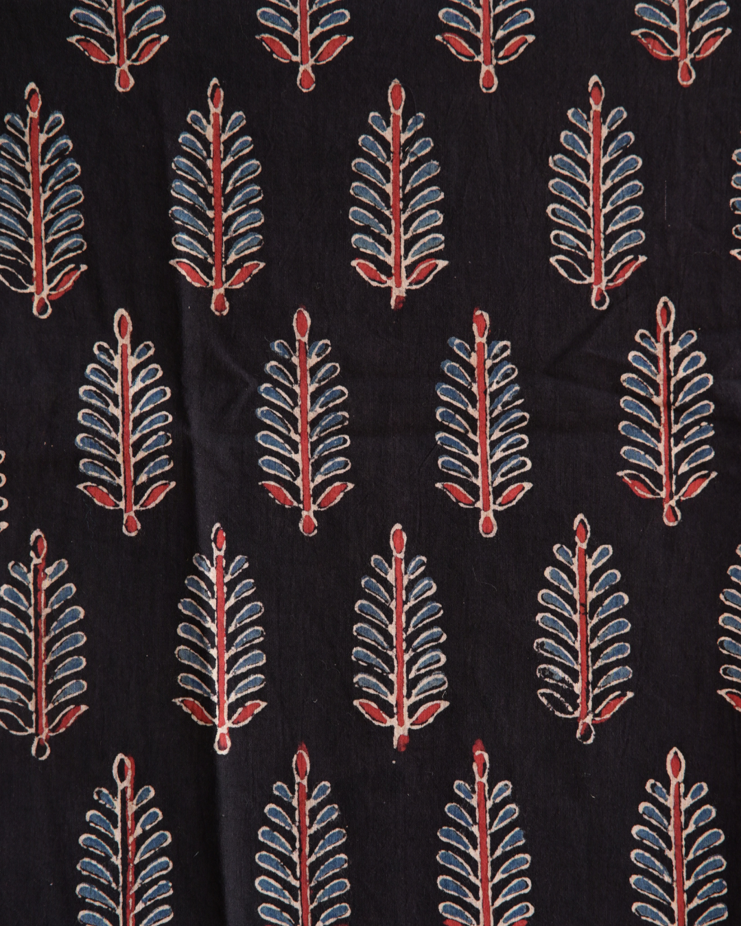 "NAIRA"  Black Ajrakh Printed V Neck Cotton  Kurti
