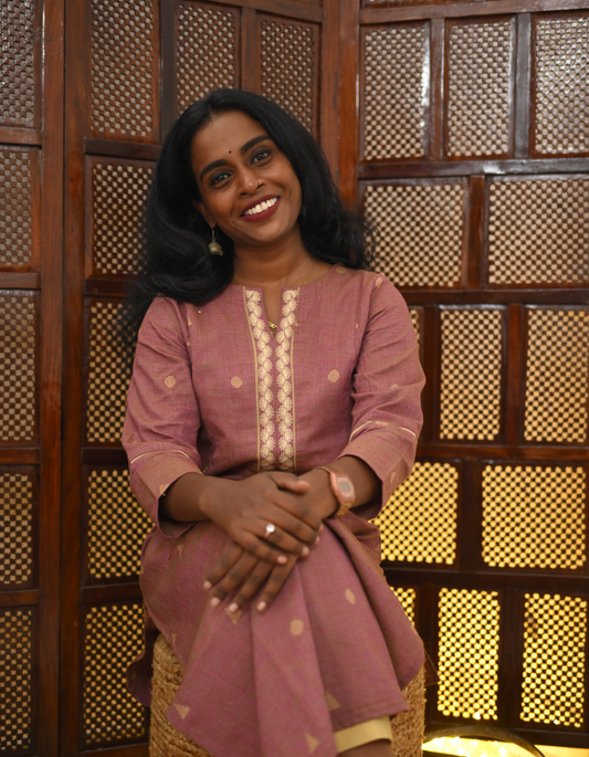 Onion Pink  South Cotton Embroidered Kurti