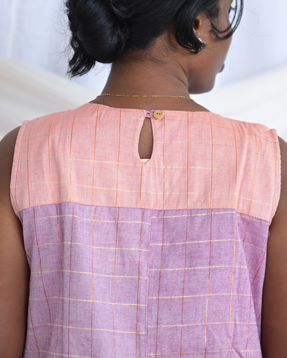 "IRA"LAVENDER SOUTH COTTON  A-LINE DRESS