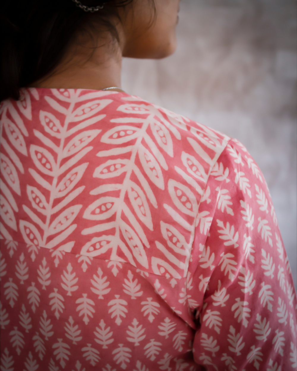 Baby Pink Dabu Hand Block Printed Kurti