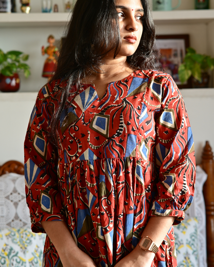 Hand Block Print Gathered Dress