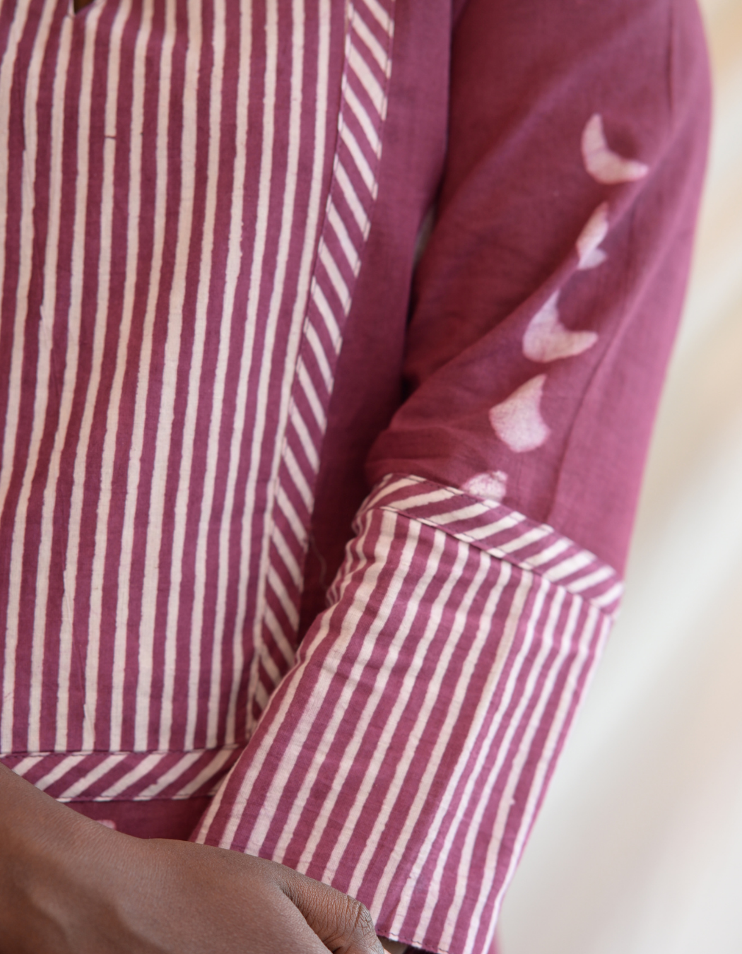 Kadha Cherry Pink Dabu Printed Patch Kurti