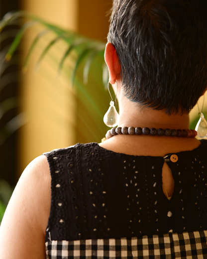 "IRA" Black and White checks A-LINE DRESS