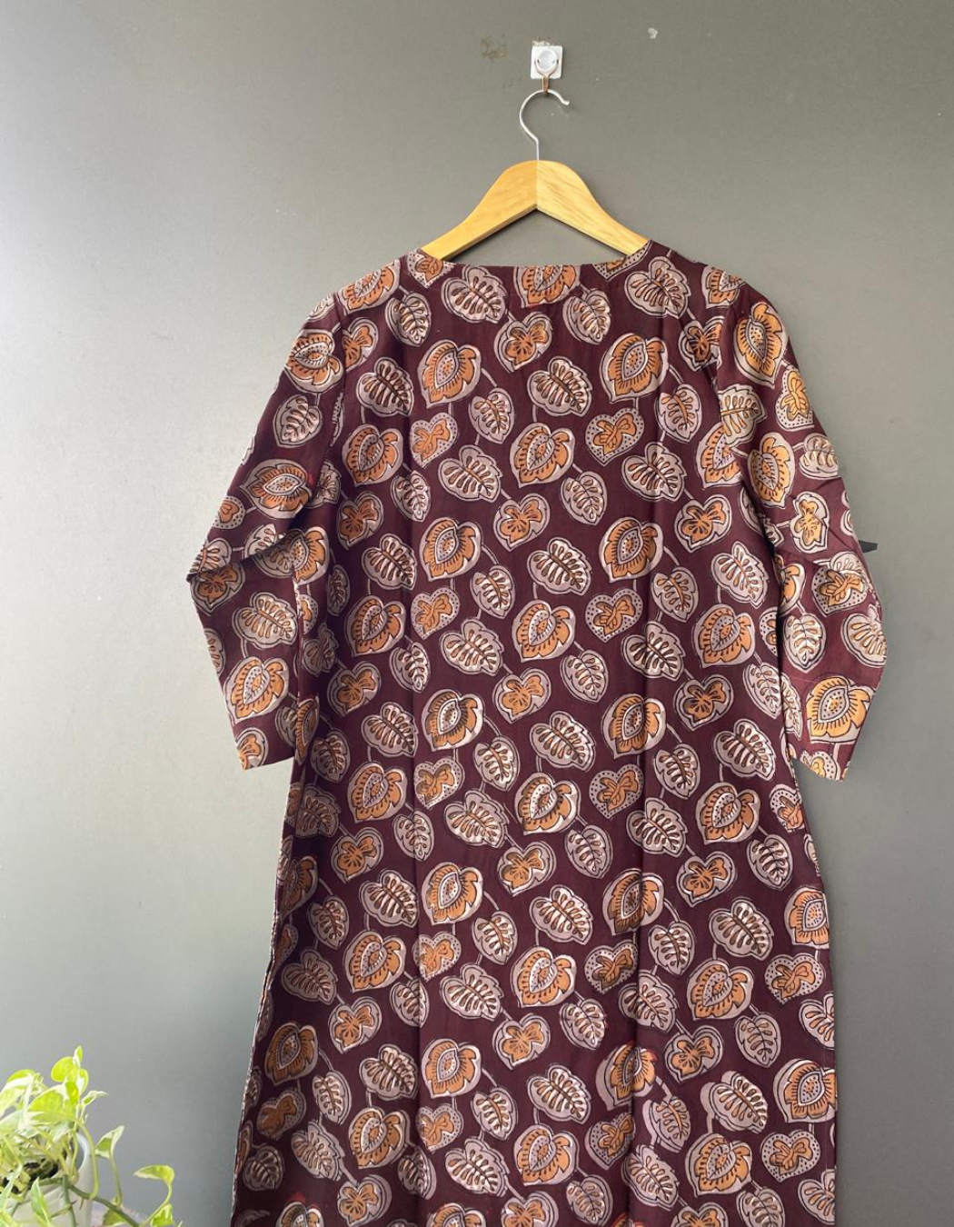 Brown Coffee Jahota Printed Slit Neck Kurti