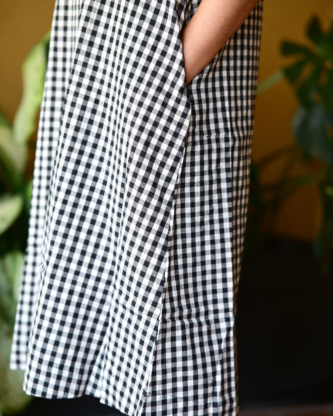 "IRA" Black and White checks A-LINE DRESS