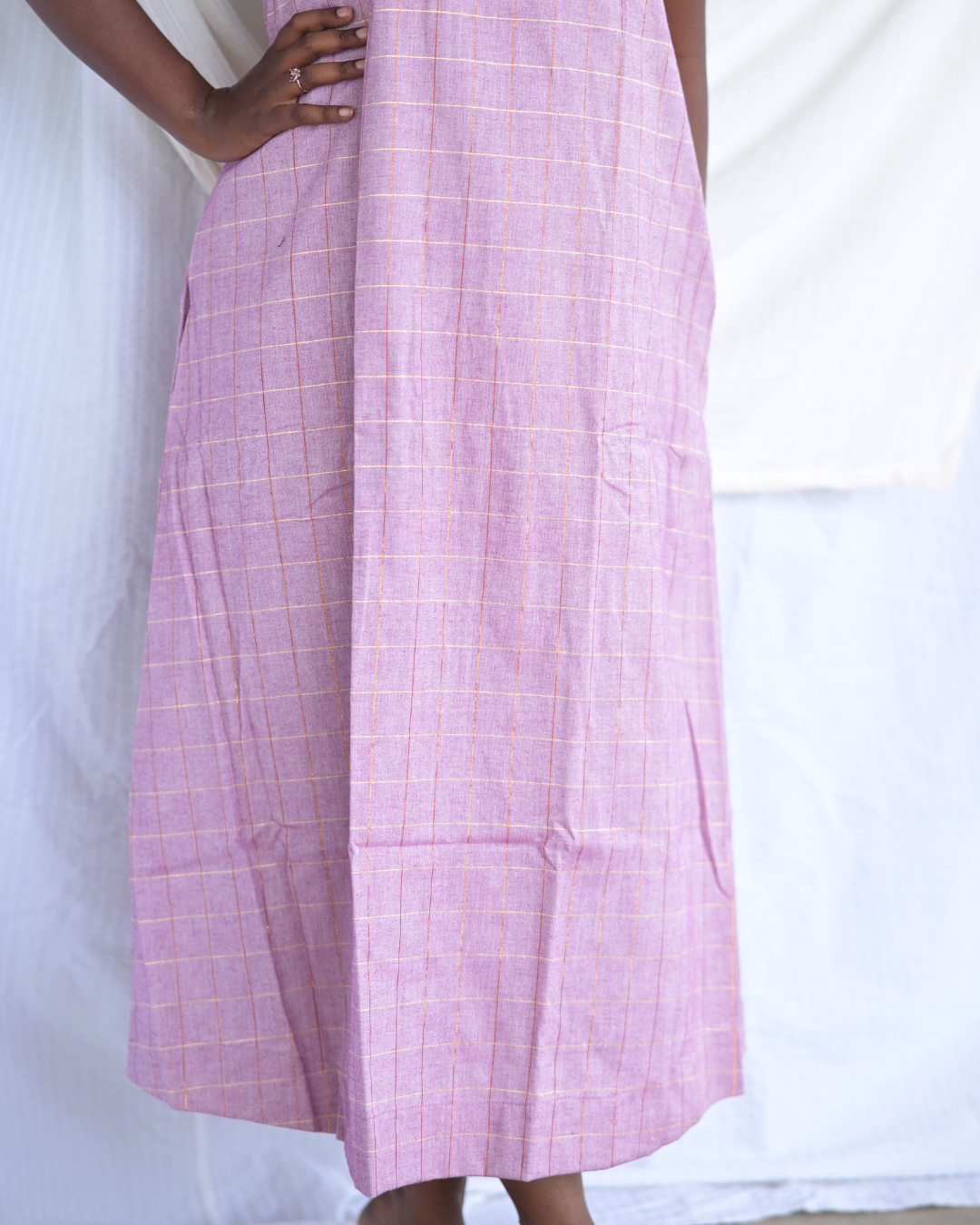 "IRA"LAVENDER SOUTH COTTON  A-LINE DRESS