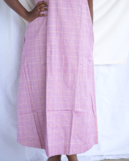"IRA"LAVENDER SOUTH COTTON  A-LINE DRESS