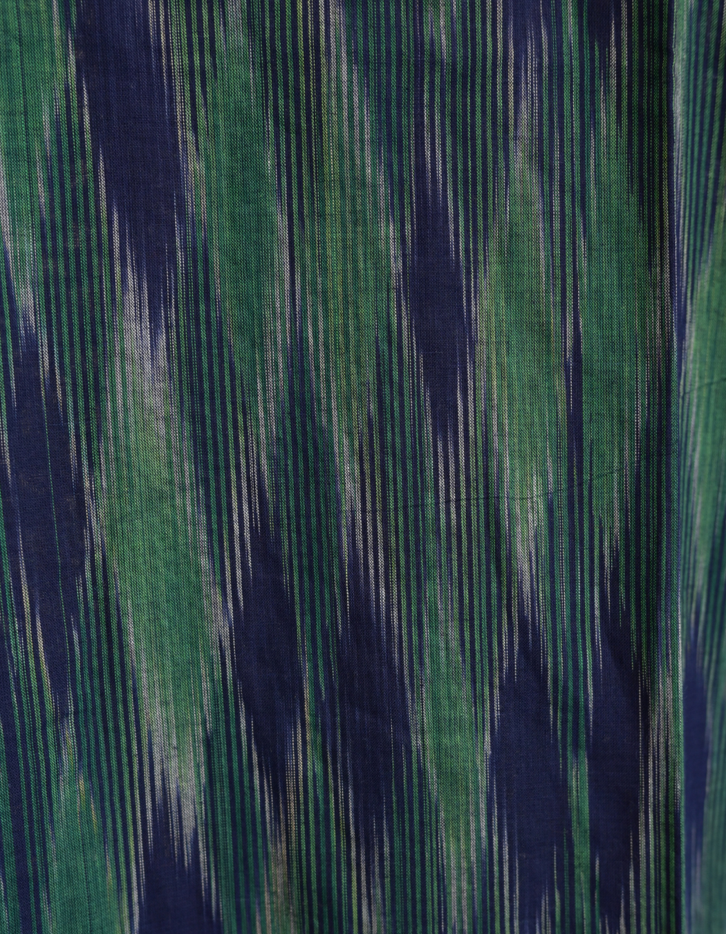GREEN AND BLUE IKAT PRINT "A-LINE DRESS"
