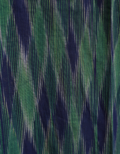 GREEN AND BLUE IKAT PRINT "A-LINE DRESS"