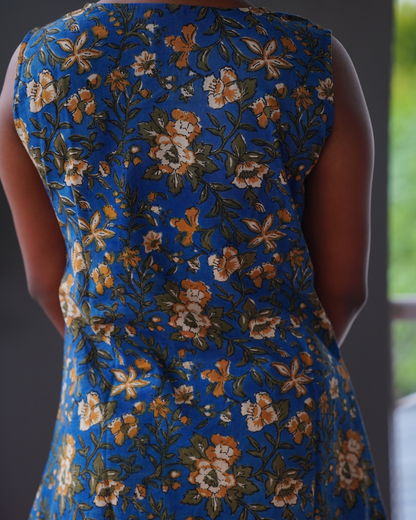 BLUE KALAMKARI A-LINE DRESS