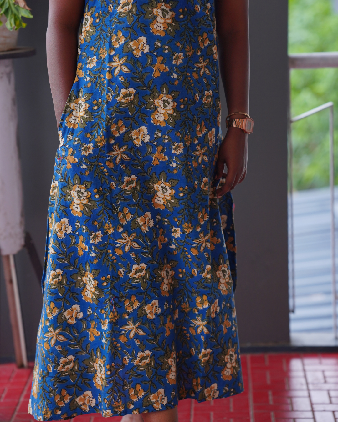 BLUE KALAMKARI A-LINE DRESS