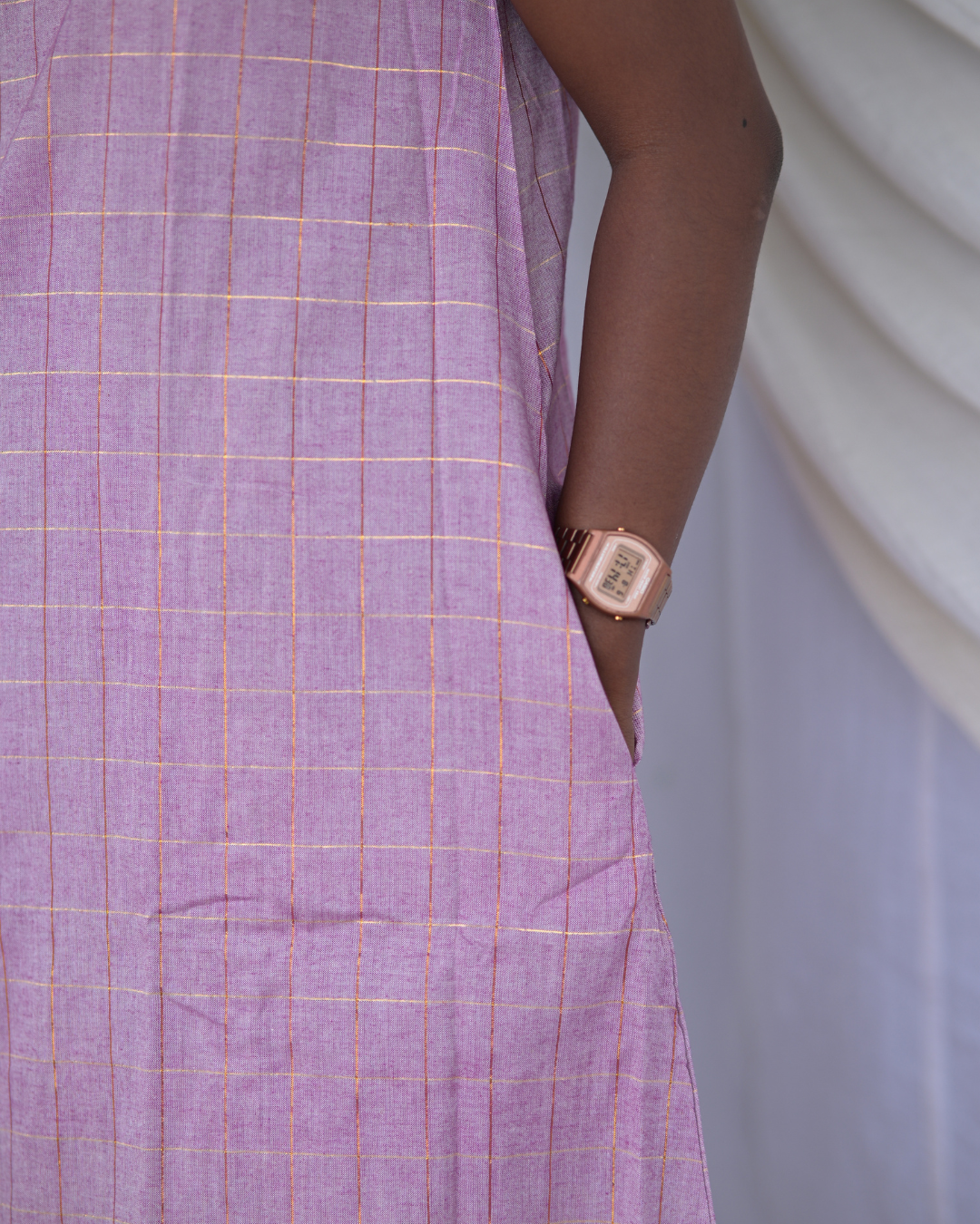 "IRA"LAVENDER SOUTH COTTON  A-LINE DRESS