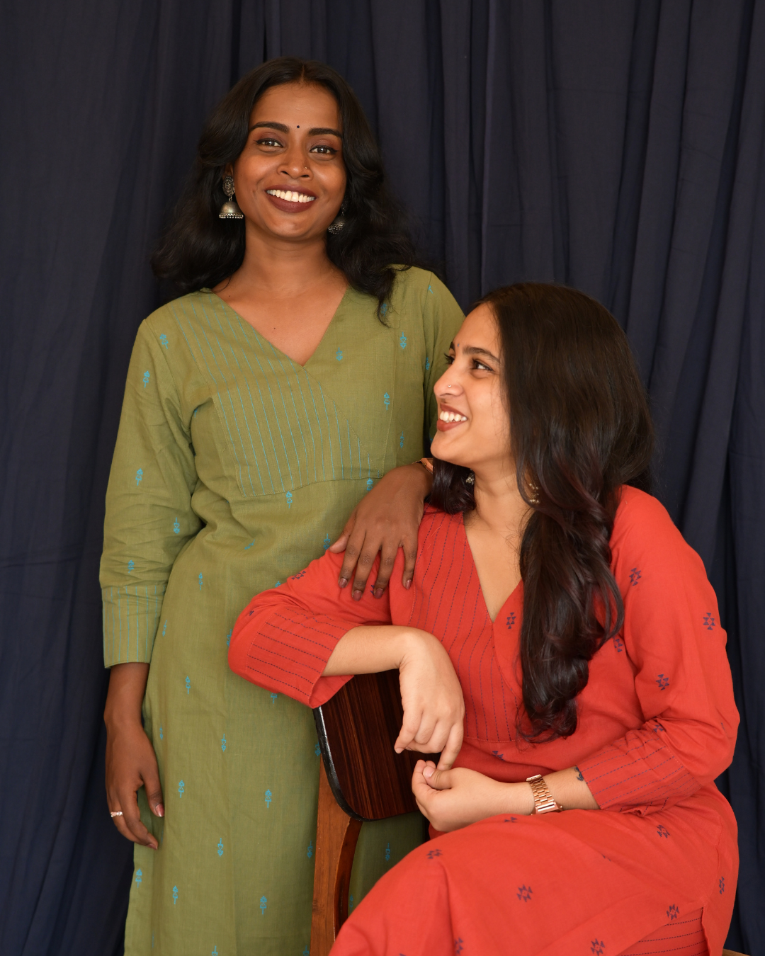 "ROZ" Red South Cotton Kurti with Straight Pant