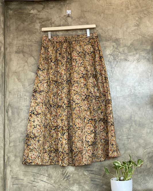 Kalamkari Printed Panel Cut Skirt