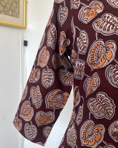 Brown Coffee Jahota Printed Slit Neck Kurti