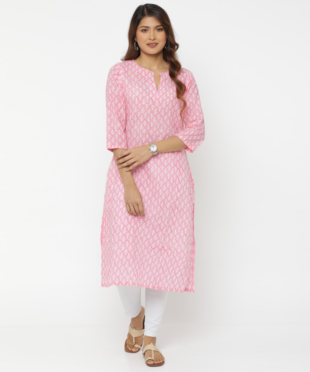 Pink Colour Hand Block Printed Kurti