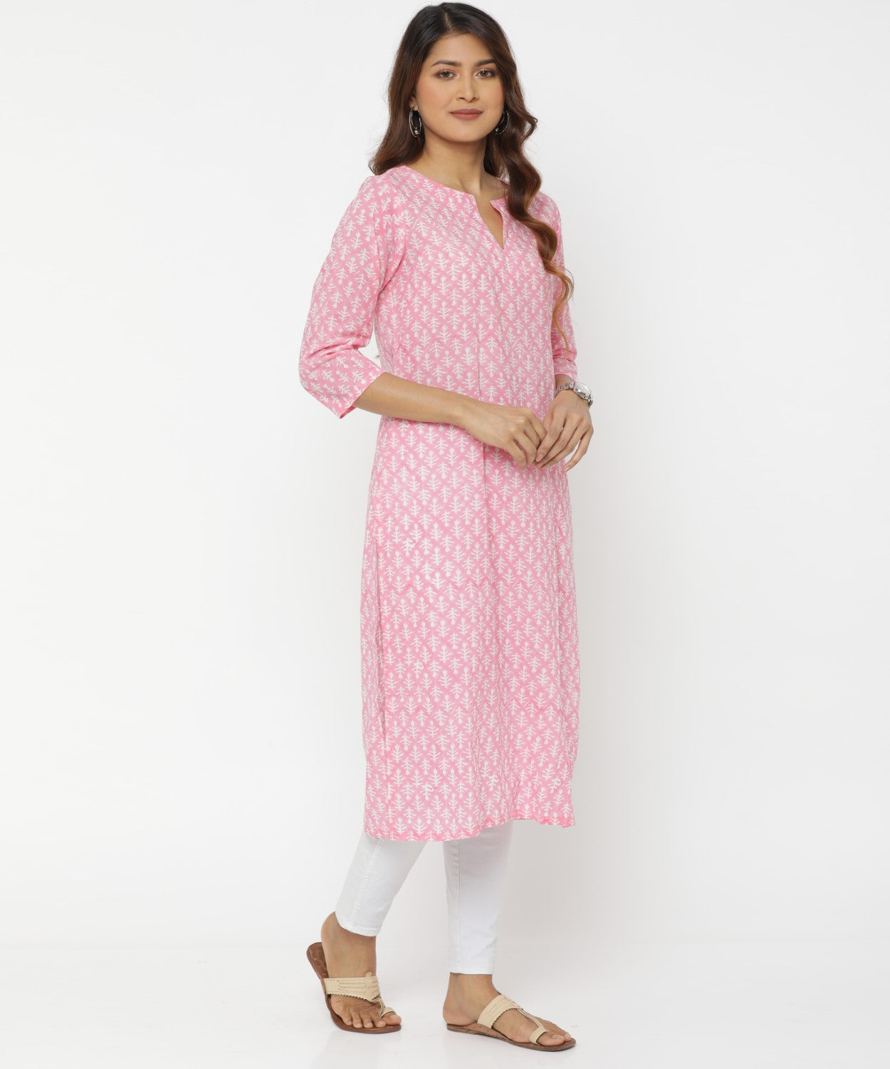 Pink Colour Hand Block Printed Kurti