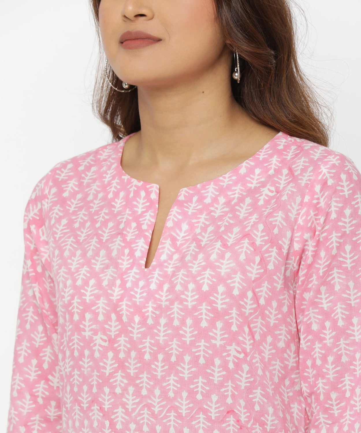Pink Colour Hand Block Printed Kurti