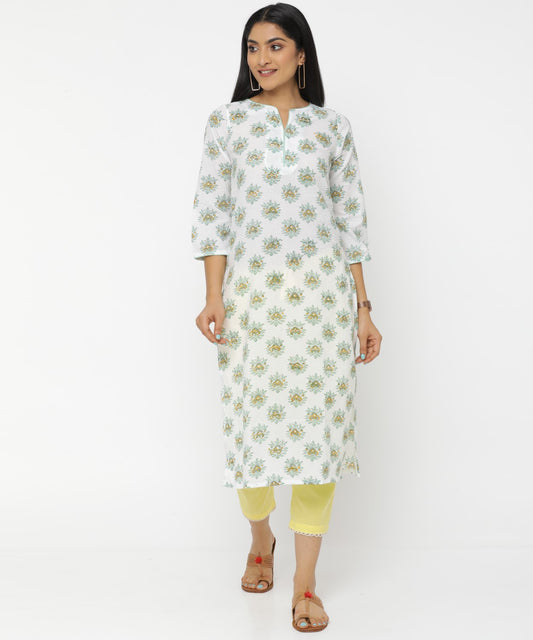 Seagreen Tree Hand Block Printed Kurti