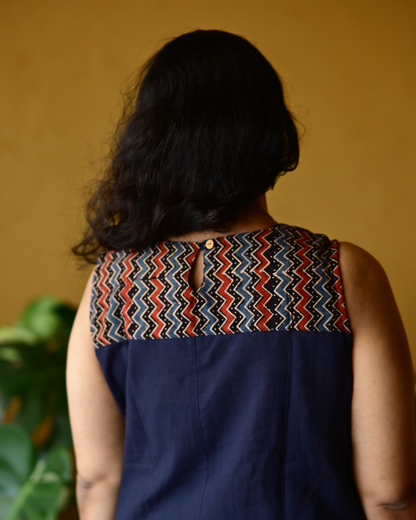 "IRA" Dark Blue  A-LINE DRESS