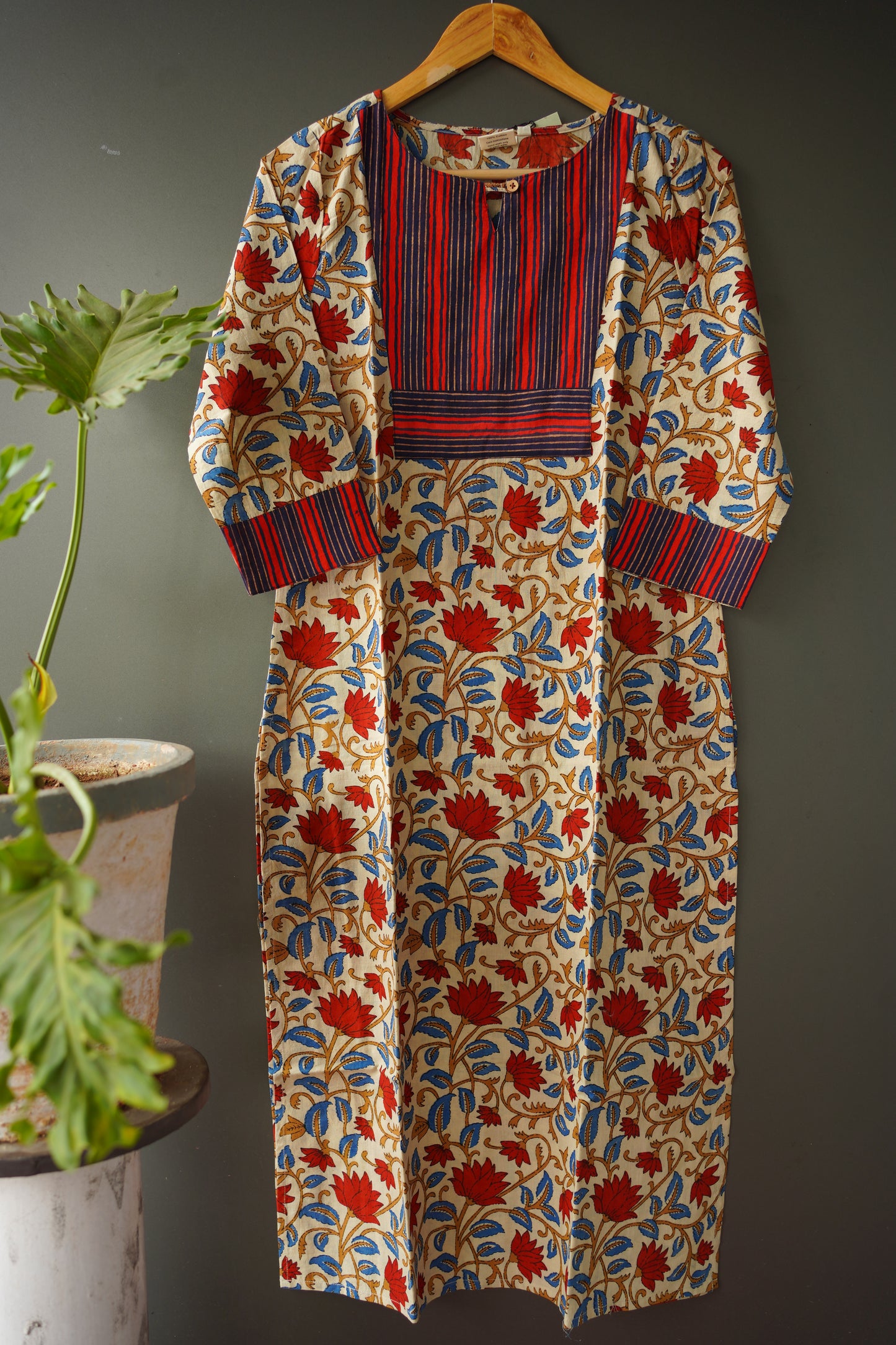 Floral Hand Block Printed Soft Cotton Kurti