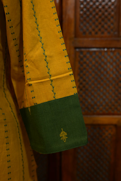 LEHRAA - Yellow and dark green South Cotton Kurti