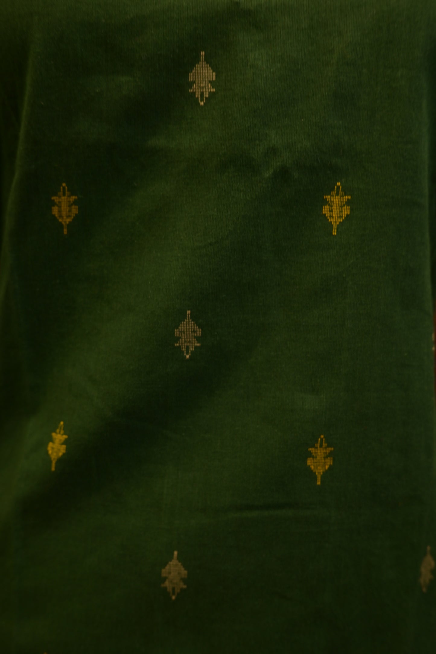 LEHRAA - Dark green and Yellow  South Cotton Slit Neck Kurti