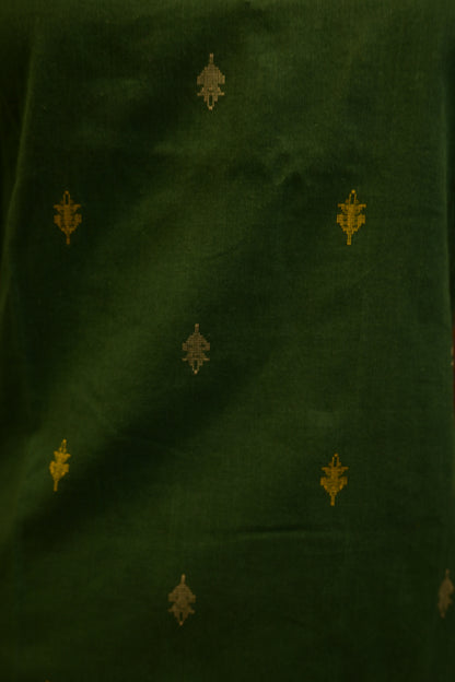 LEHRAA - Dark green and Yellow  South Cotton Slit Neck Kurti