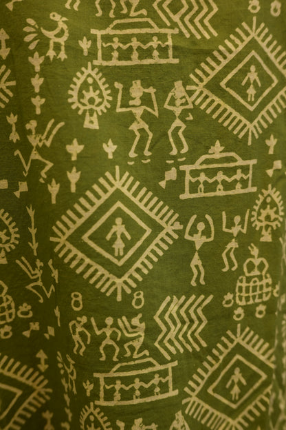 LEHRAA - Green Screen Print Cotton Kurti