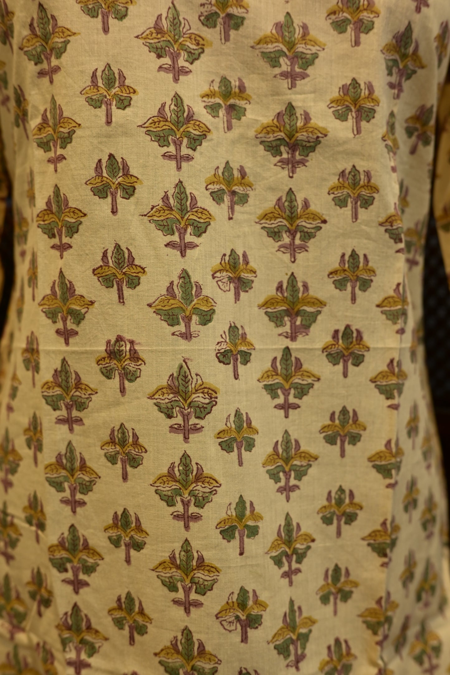 LEHRAA - Beige Sanganeri Hand Block Printed Cotton Kurti