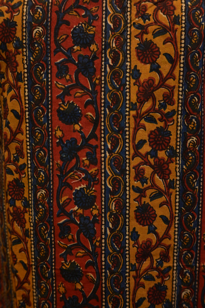 LEHRAA - Mustard yellow and Brick Red Handblock Printed Cotton Kurti