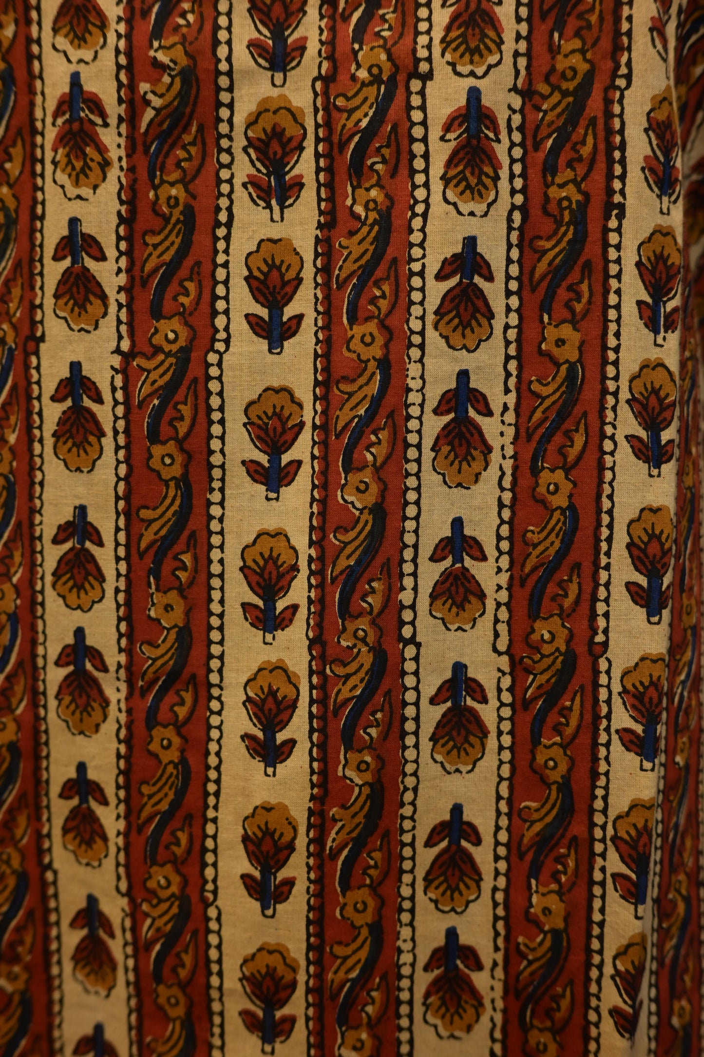 LEHRAA - Beige and Brick Red Hand Block Printed Cotton Kurti