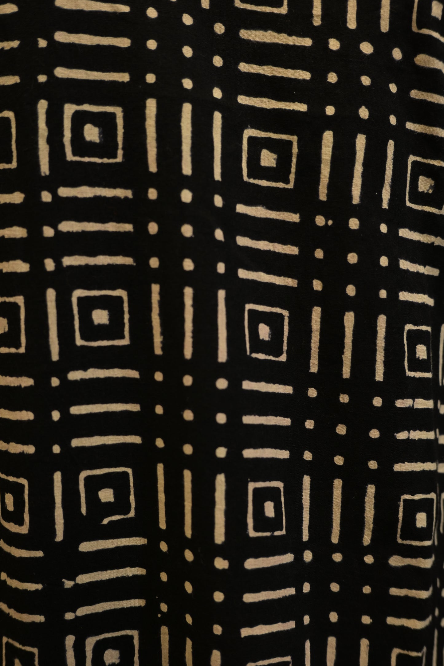 LEHRAA - Black Hand Block Printed Cotton Slit Neck Kurti