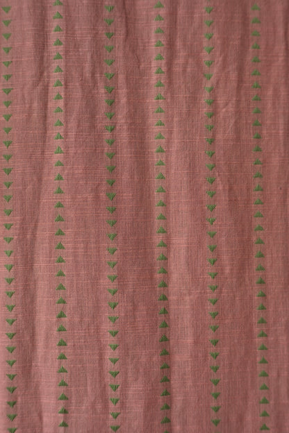 Powder Pink Hand Loom V Neck Kurti