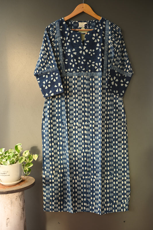 Indigo Patch Hand Block Printed Kurti