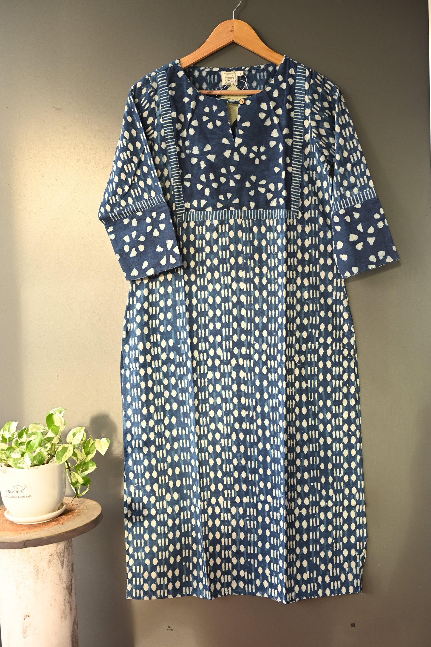 Indigo Patch Hand Block Printed Kurti