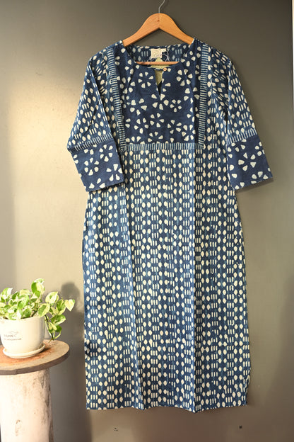 Indigo Patch Hand Block Printed Kurti