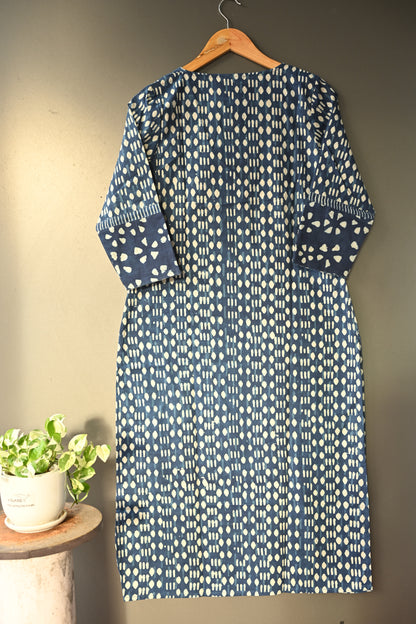 Indigo Patch Hand Block Printed Kurti